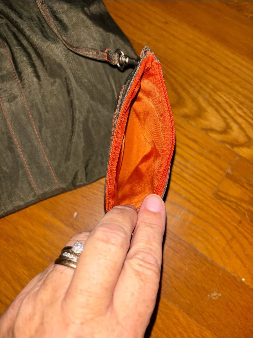 Baggallini Olive Tote with Orange Stitching